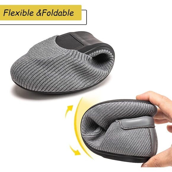 Frank Mully Women’s 6012grey Knit Fabric Round Toe Slip On Ballet Flat Shoes - Picture 4 of 7